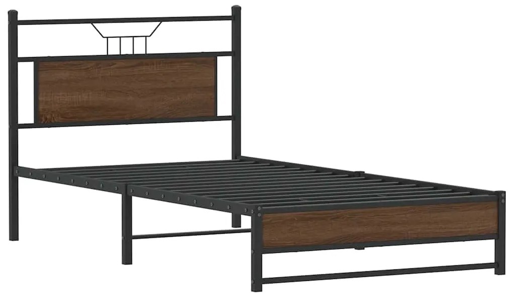 Estrutura cama s/ colchão derivados madeira carvalho castanho