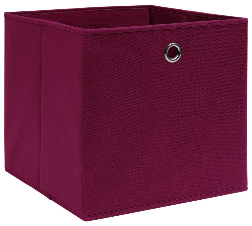 Caixas de arrumação 4 pcs 32x32x32 cm tecido vermelho escuro