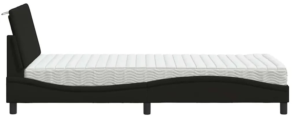 Cama com colchão 90x200 cm tecido preto