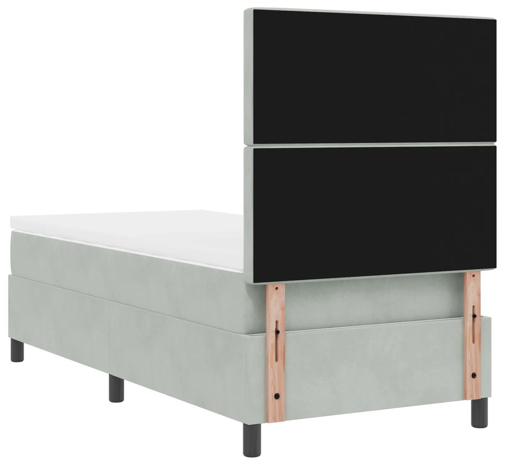 Cama Box com Colchão vidaXL Cinza Claro 100x200 cm Veludo