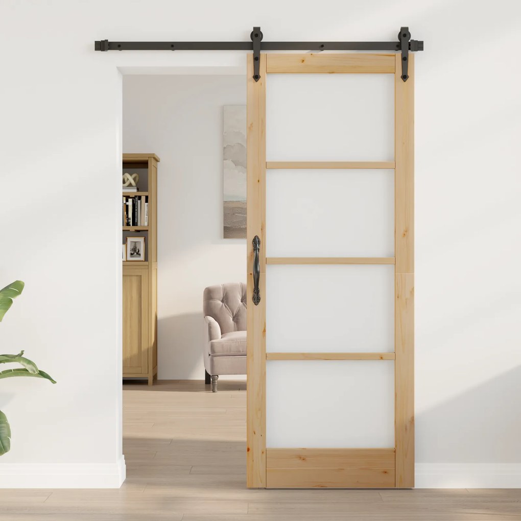 vidaXL Porta Interior com Vidro "ORKDAL" 78x202x4 cm Madeira Sólida de Pinheiro