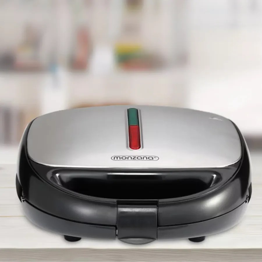 Grelhador de contacto 3 em 1 de 800 W, 23 x 22 x 10 cm Preto + Prateado