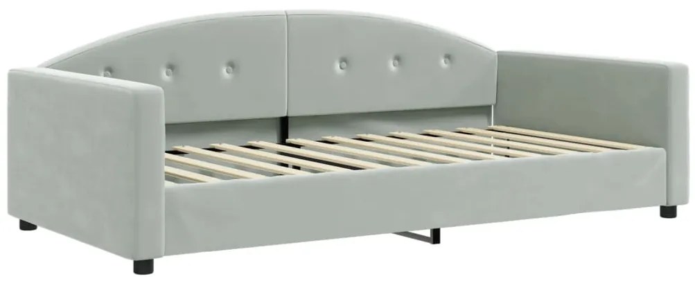 Sofá-cama c/ gavetão e gavetas 100x200 cm veludo cinzento-claro