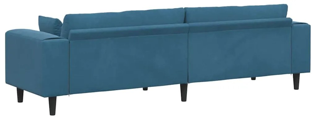 Sofá de Veludo com almofada com travesseiro Azul 208 cm Veludo