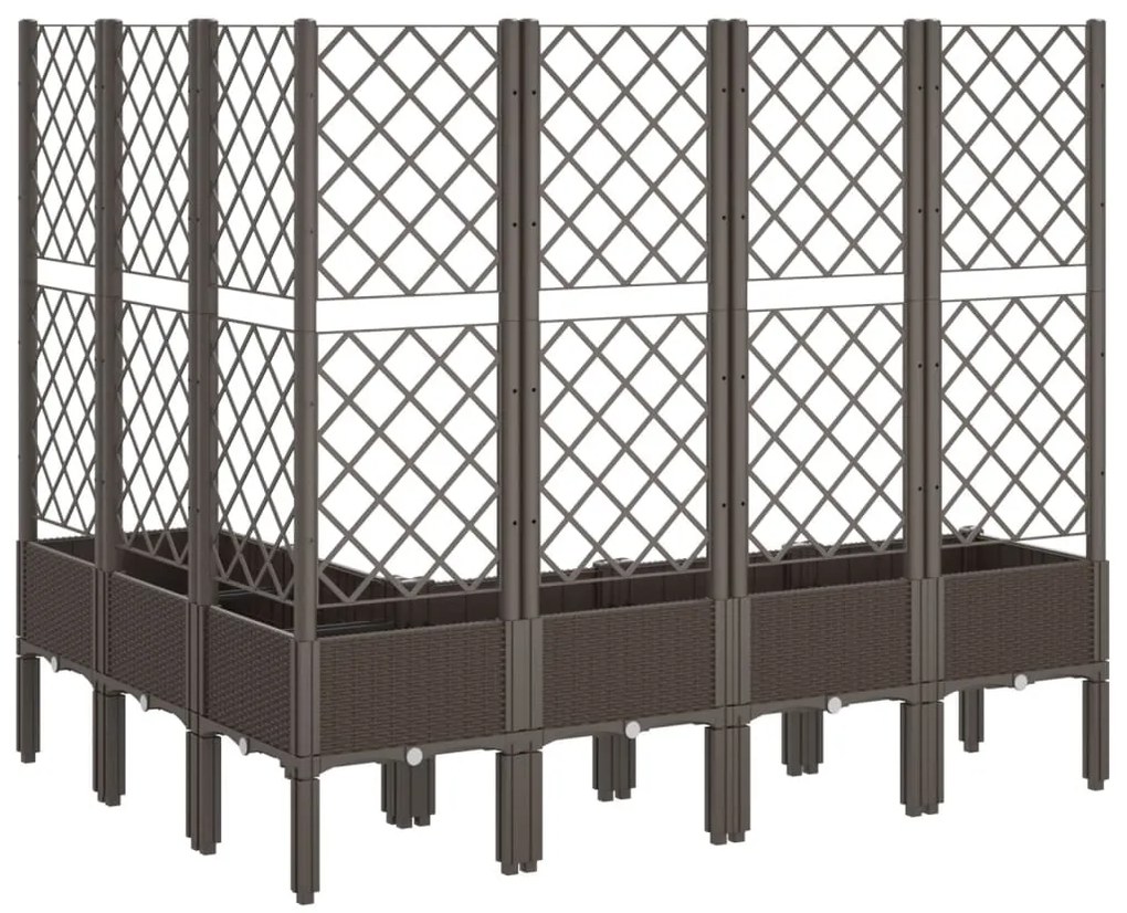 Vaso/floreira de jardim c/ treliça 160x120x142 cm PP castanho