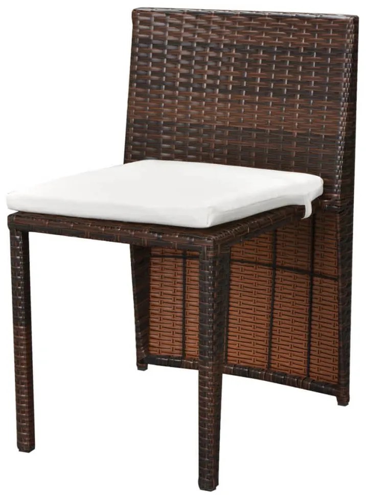 3 pcs conjunto bistrô com almofadas vime PE castanho