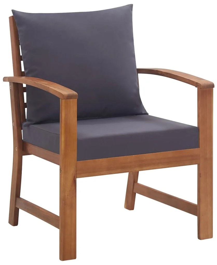 4 pcs conjunto lounge de jardim c/ almofadões acácia maciça