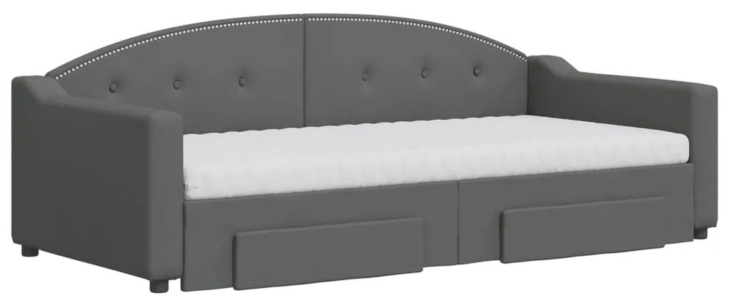 Sofá-cama c/ gavetão e gavetas 90x190 cm tecido cinzento-escuro