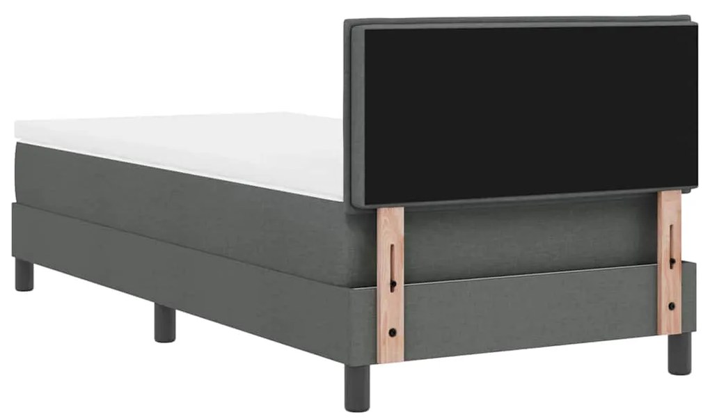 Cama Box Spring com Colchão &amp; LED Cinza Escuro 80x200 cm Tecido