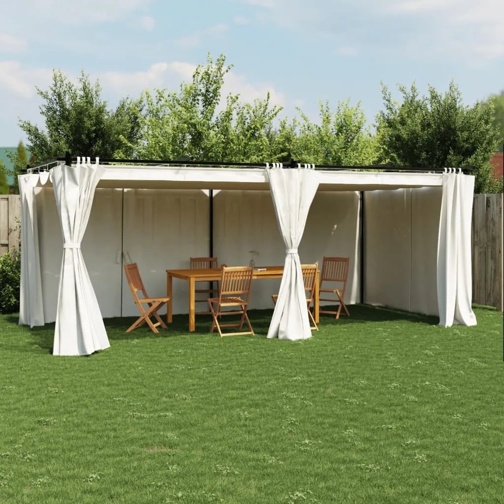 Gazebo com cortinas 6x3 m aço creme