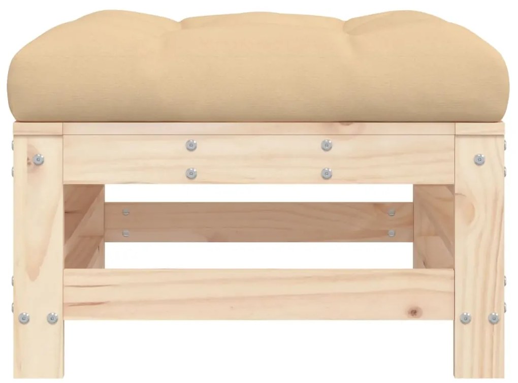 Apoios de pés p/ jardim c/ almofadões 2 pcs pinho maciço