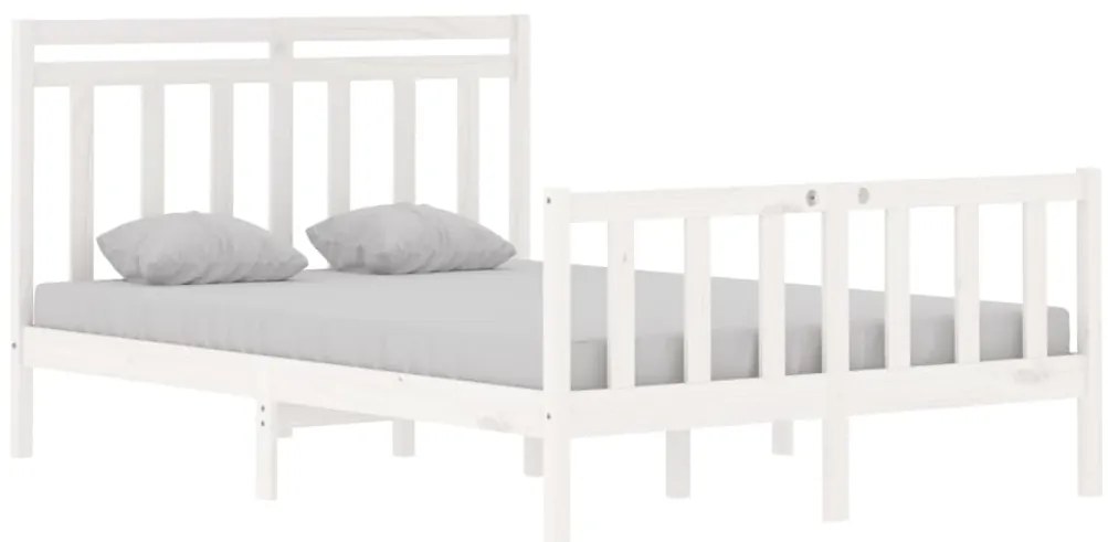 Estrutura de cama casal 135x190 cm madeira maciça branco