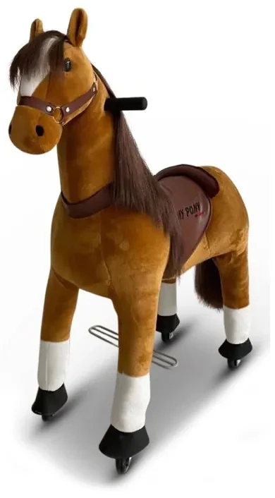 HOMCOM Cavalo de Brinquedo para Crianças acima de 3 Anos com Sons Realistas  85x28x60 cm Marrom