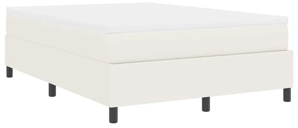 Cama box com colchão em creme - 140 x 200 cm - Tecido cotele