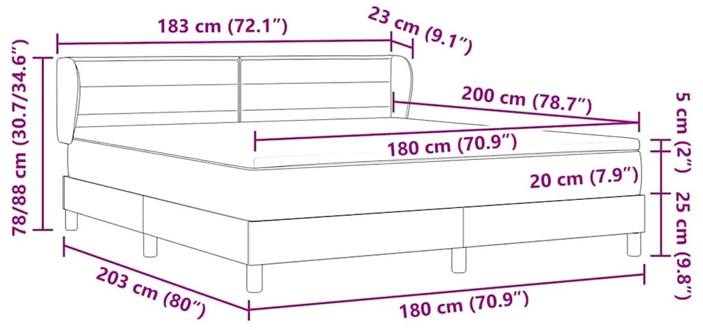 Cama Box Spring vidaXL com Colchão em Cinza Escuro, 180x200 cm de Teci