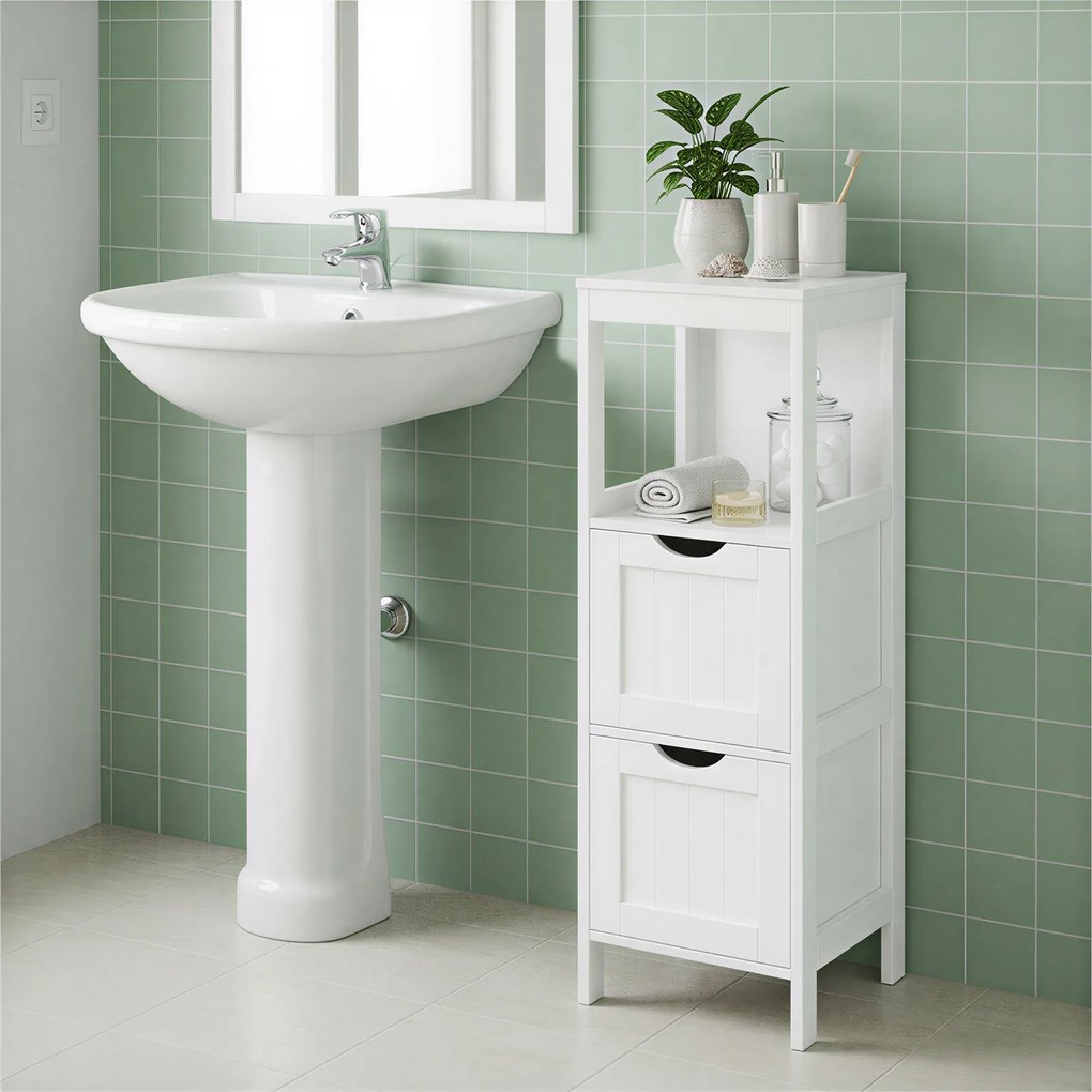 Armário de casa de banho multifuncional 30 x 30 x 89 cm Branco