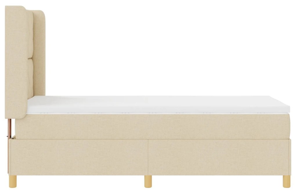 Cama Box Spring vidaXL com Colchão e LED Creme 90x200 cm Tecido