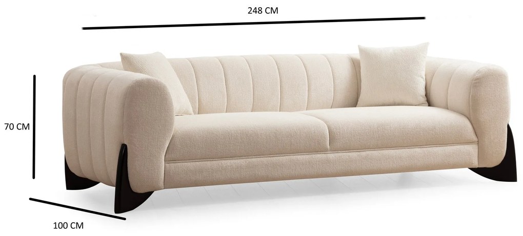 Sofá de 3 Lugares Sandreo – Branco – 248x100x70 cm