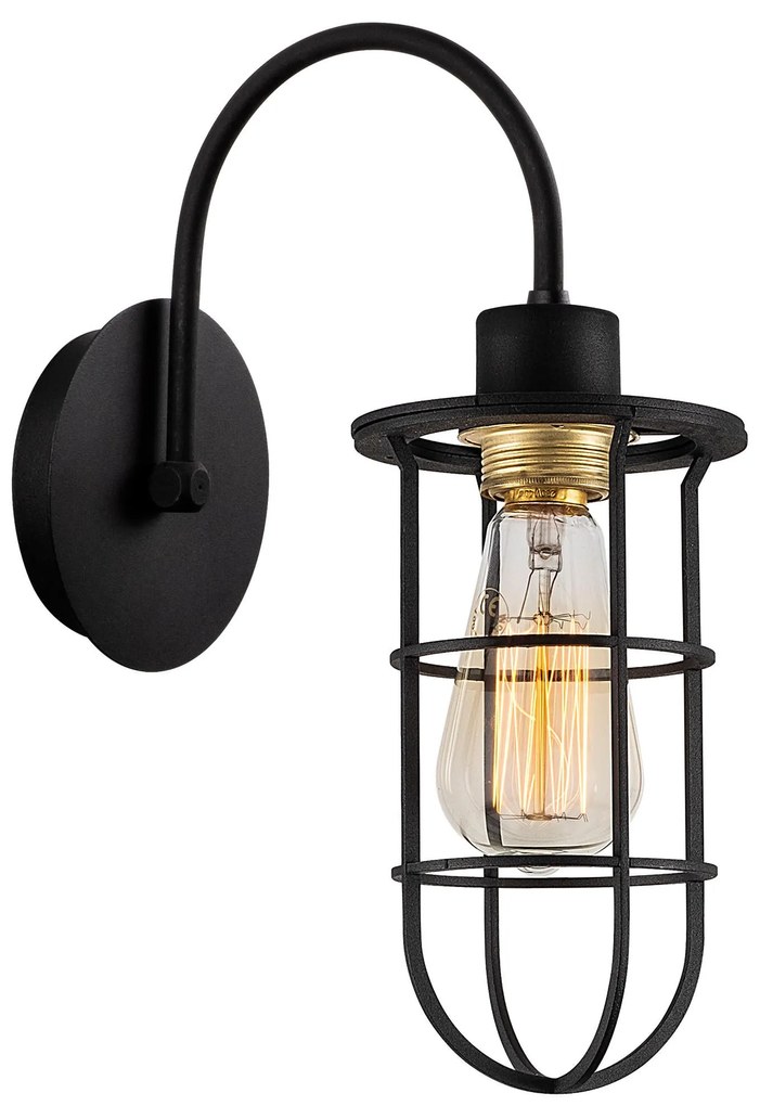 Candeeiro de Parede Kimil – Preto e Dourado – 12 cm x 33 cm