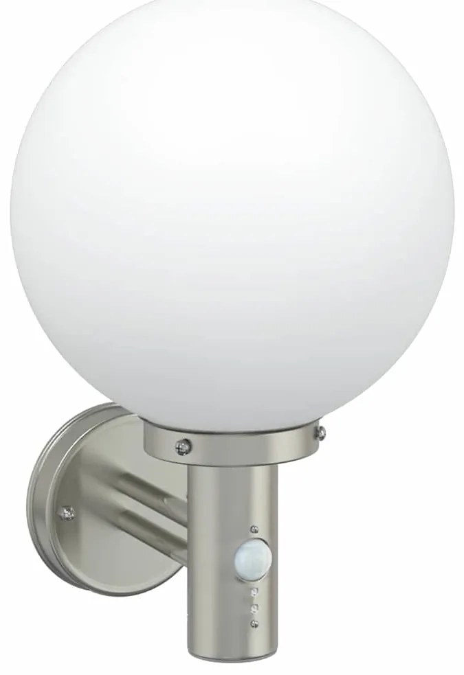 Luzes de Parede Externas com Sensor 2 pcs Aço Inoxidável Prateado IP44