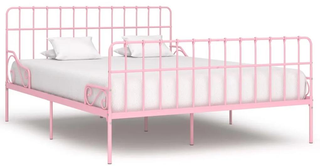 Estrutura de cama com estrado de ripas 180x200 cm metal rosa