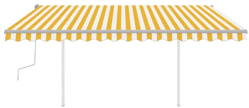 Toldo retrátil manual com luzes LED 4,5x3,5 m amarelo e branco