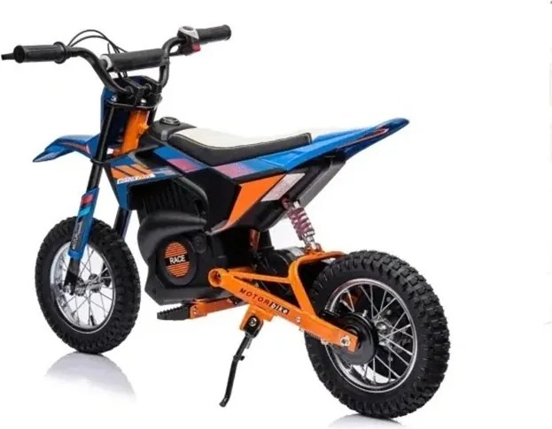 Moto elétrica infantil 24 volts e 250 watts com motor cruzado Azul/Laranja