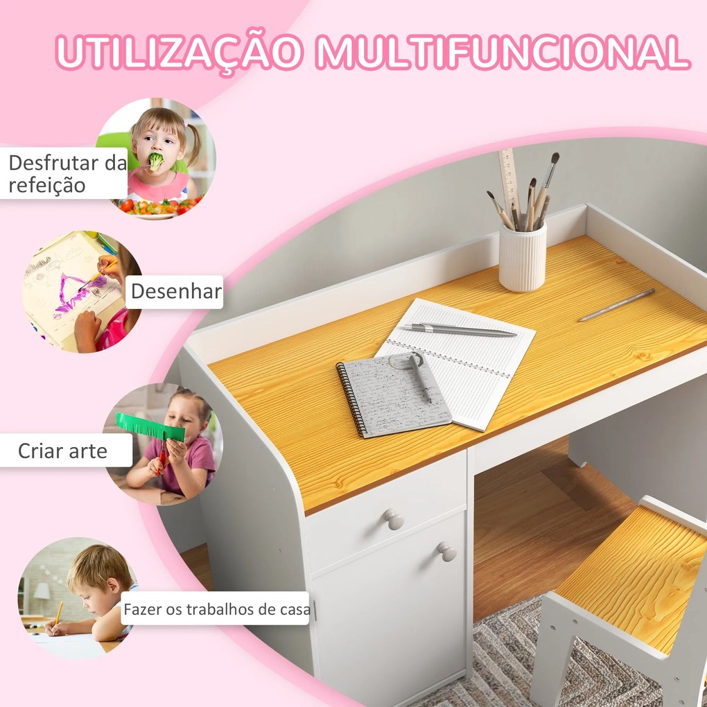 ZONEKIZ Conjunto de Secretária e Cadeira para Crianças Secretária Infa