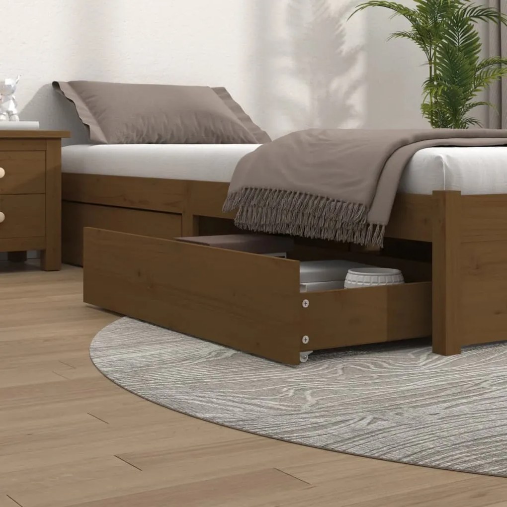 815002 vidaXL Gavetas de cama 4 pcs madeira de pinho maciça castanho mel