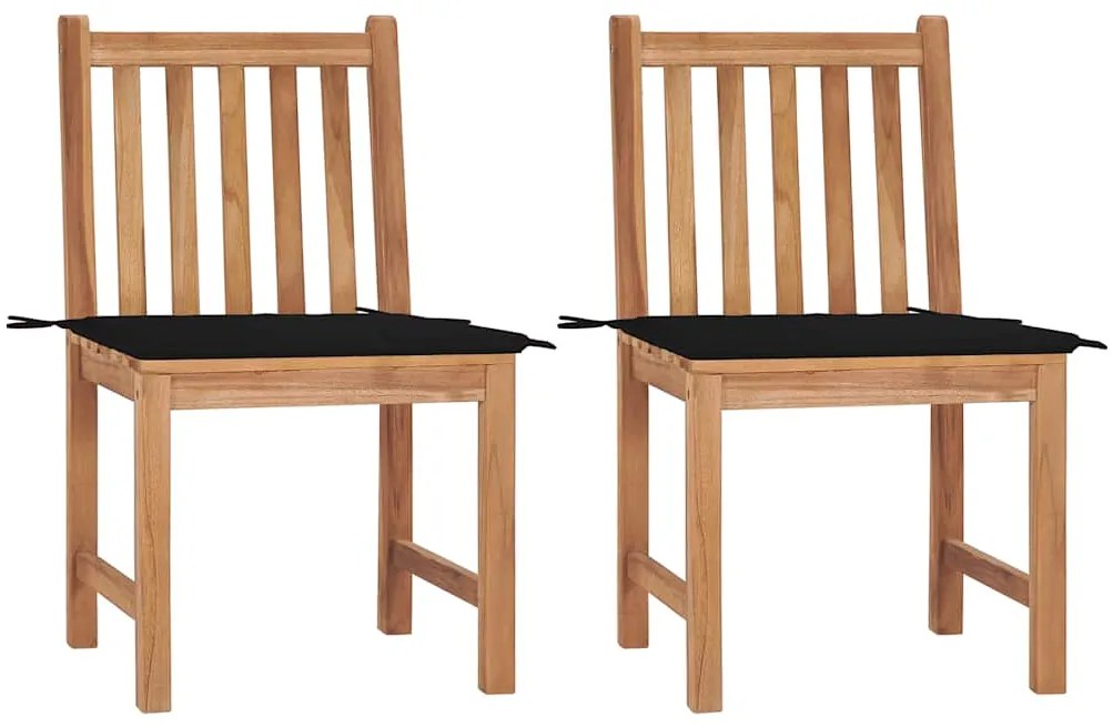 vidaXL Cadeiras de jardim c/ almofadões 2 pcs teca maciça