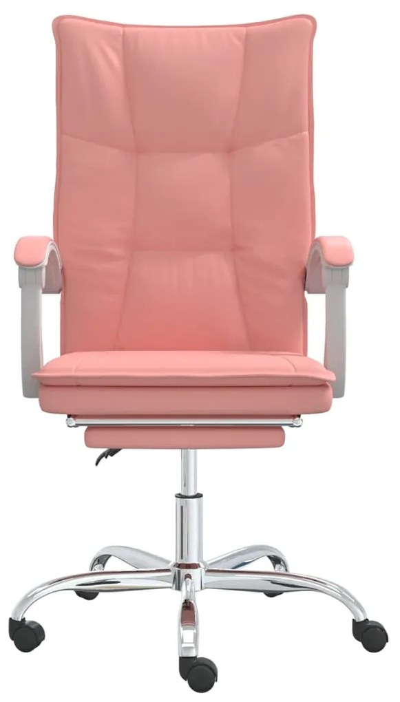 Cadeira de escritório reclinável couro artificial rosa