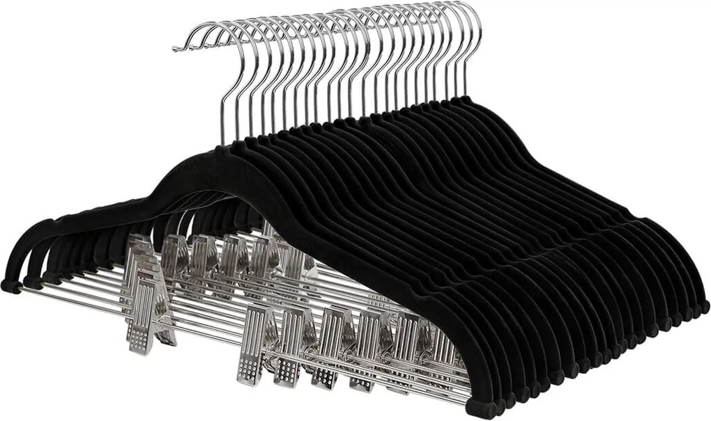 Cabides para calças de veludo, 12 unidades, pretos