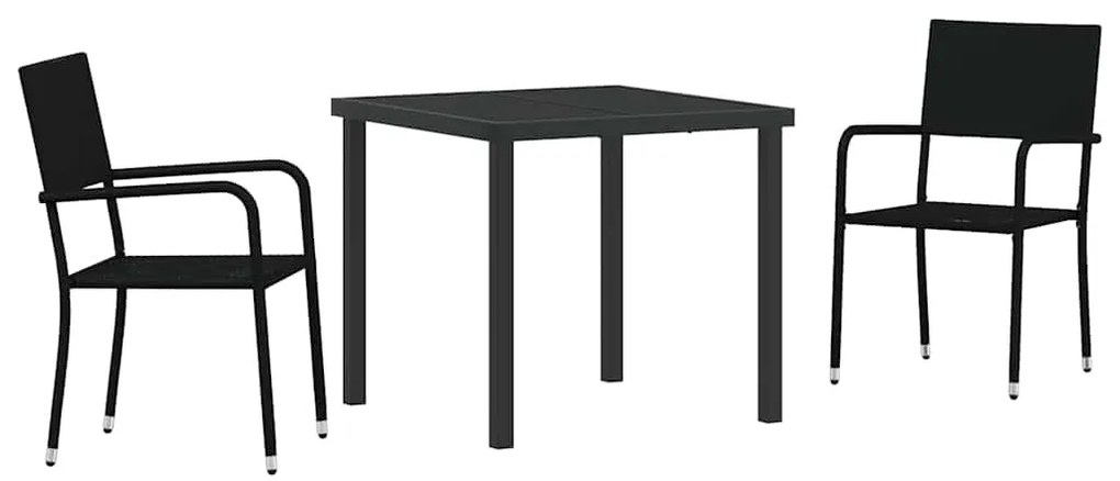 Conjunto com 3 mesas para jardim , pretas, em rattan sintético.