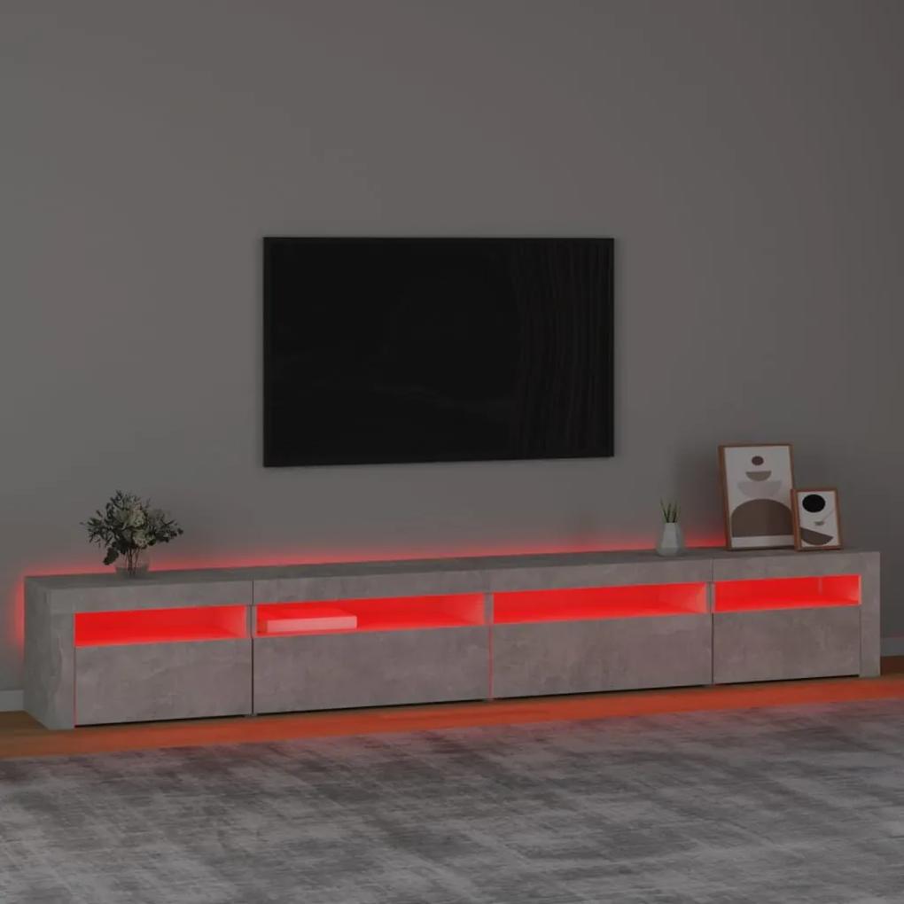 Móvel de TV com luzes LED 270x35x40 cm cinzento cimento