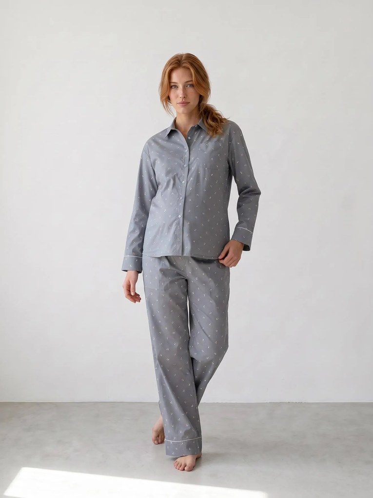 Pijama de gravidez e amamentação verde-salva
