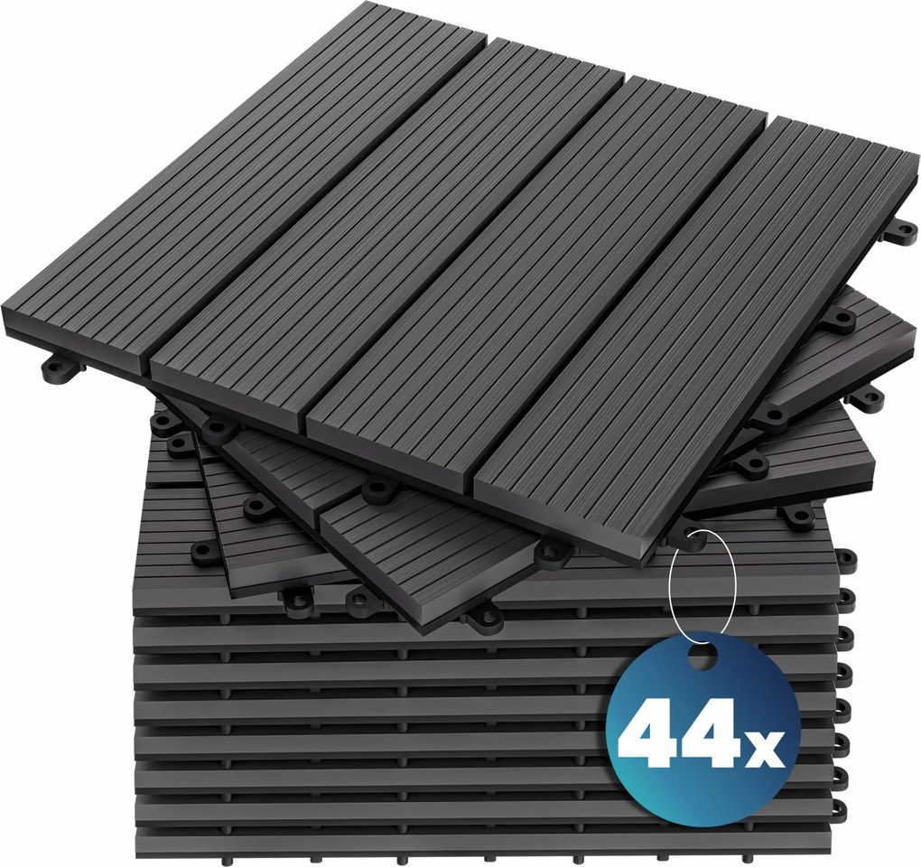 Conjunto 44 unidades Ladrilhos compostos, 30 x 30 cm antracite