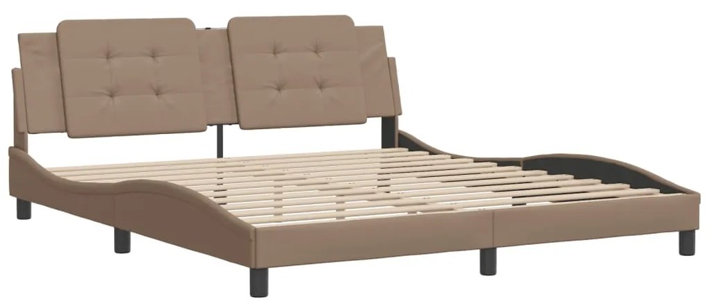 Estrutura cama cabeceira 180x200 cm couro artificial cappuccino