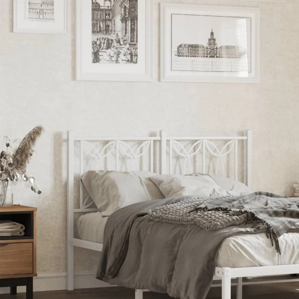 vidaXL Cabeceira de cama 120 cm metal branco