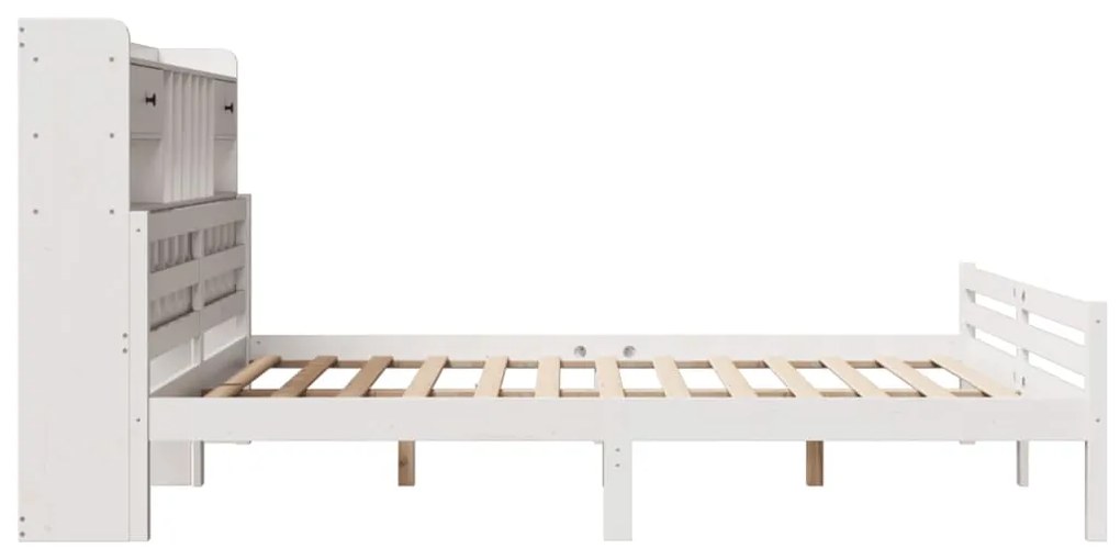 Cama com estante sem colchão 200x200 cm pinho maciço branco