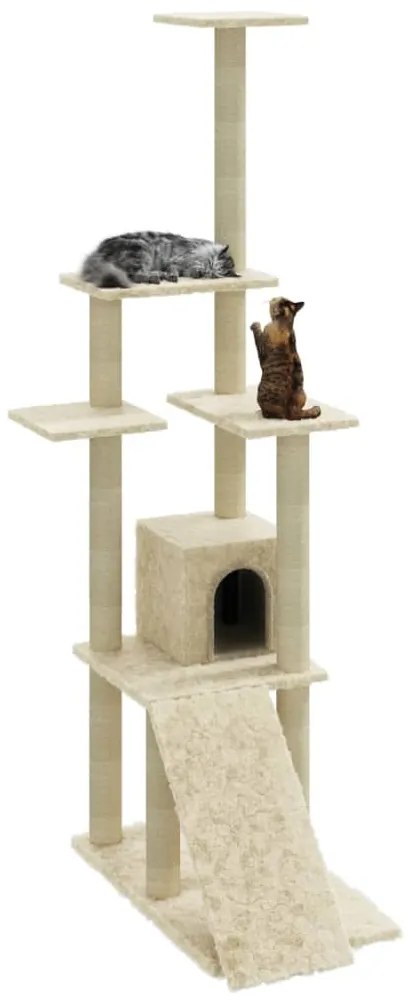 Árvore para gatos c/ postes arranhadores sisal 155 cm cor creme