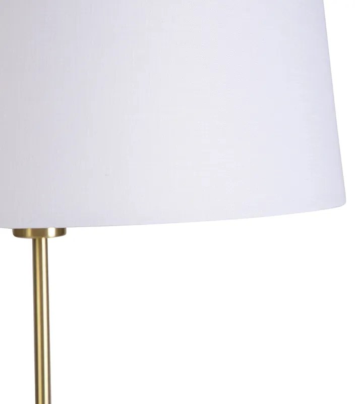 LED Candeeiro de pé inteligente dourado com abajur de linho branco 45 cm incl. Wifi A60 - Parte Moderno,Design