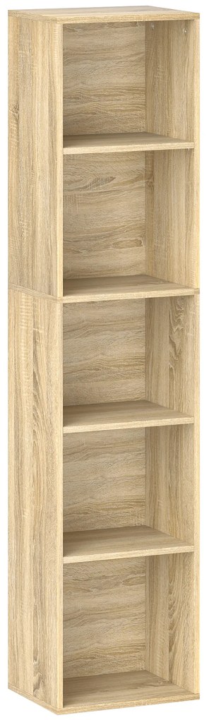 HOMCOM Estante Estante de Armazenamento 5 Níveis com Prateleiras Ajustáveis para Sala Quarto Escritório 30x24x133,5 cm Natural | Aosom Portugal