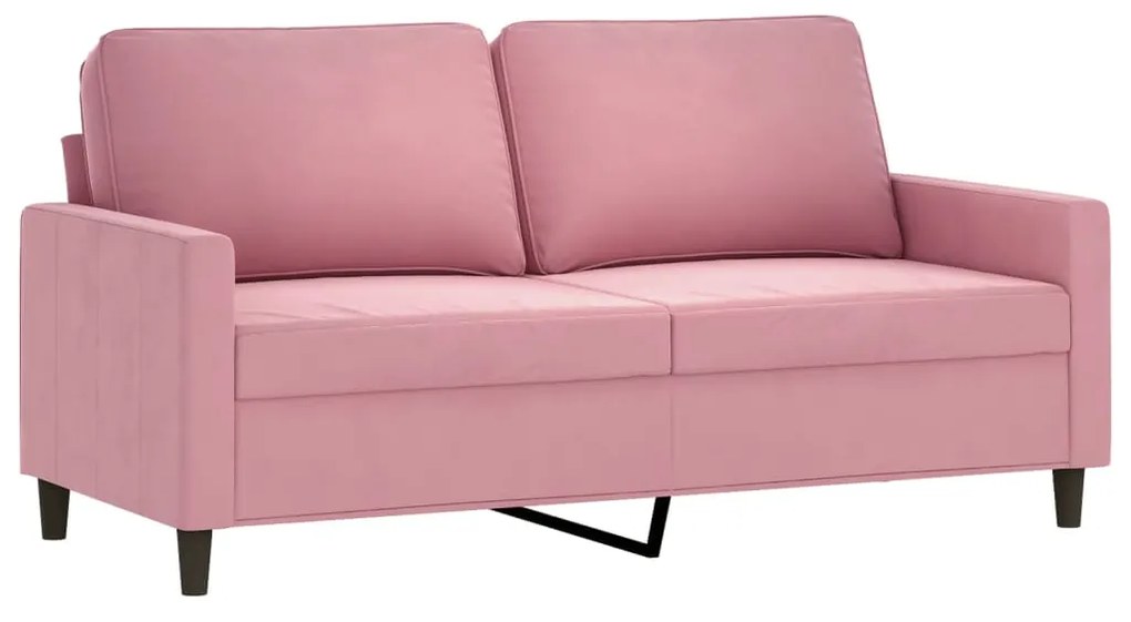 2 pcs conjunto de sofás com almofadões veludo rosa