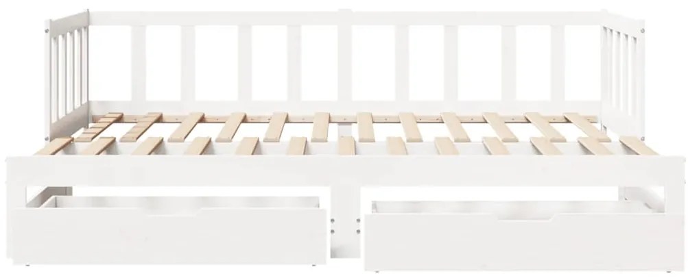Sofá-cama com gavetão e gavetas sem colchão 90x190 cm branco