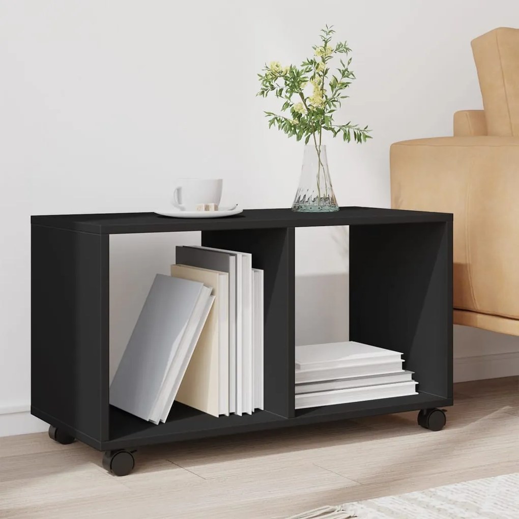 Móvel com rodas 72x33x42,5 cm derivados de madeira preto
