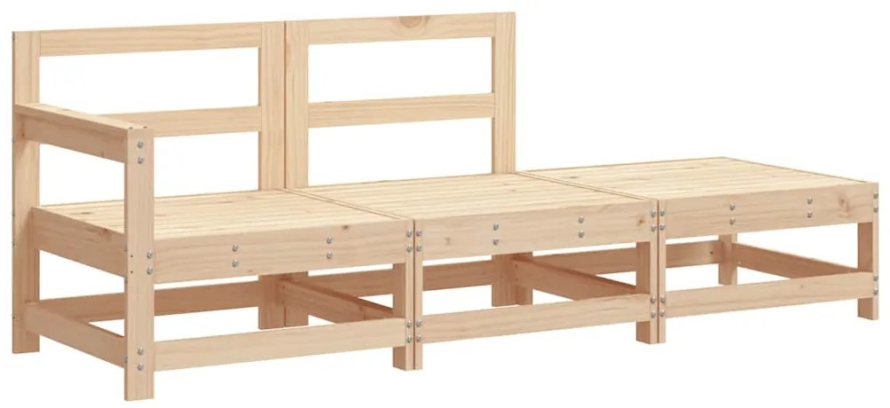 3 pcs conjunto lounge de jardim c/ almofadões madeira maciça