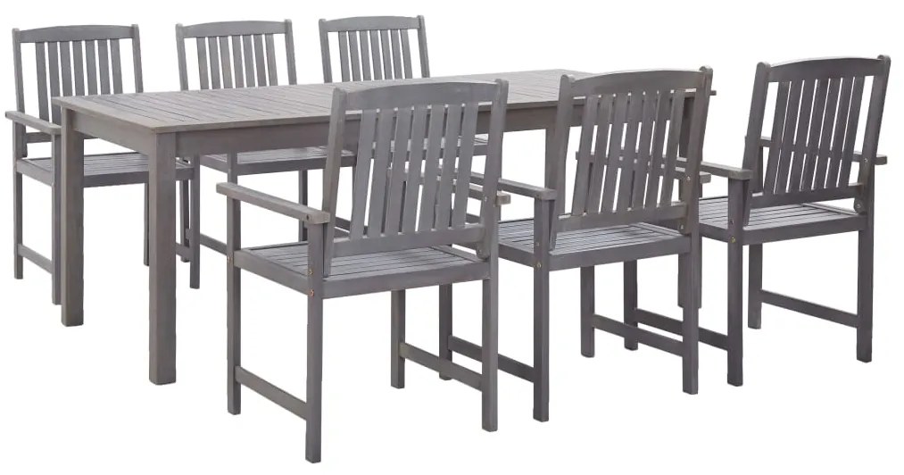 vidaXL 7 pcs conj. jantar p/ exterior madeira acácia maciça cinzento