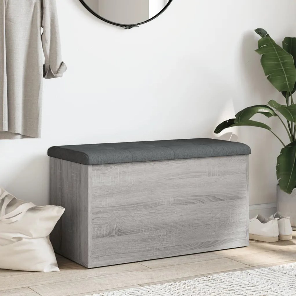 Banco de arrumação 82x42x45cm derivados madeira cinzento sonoma