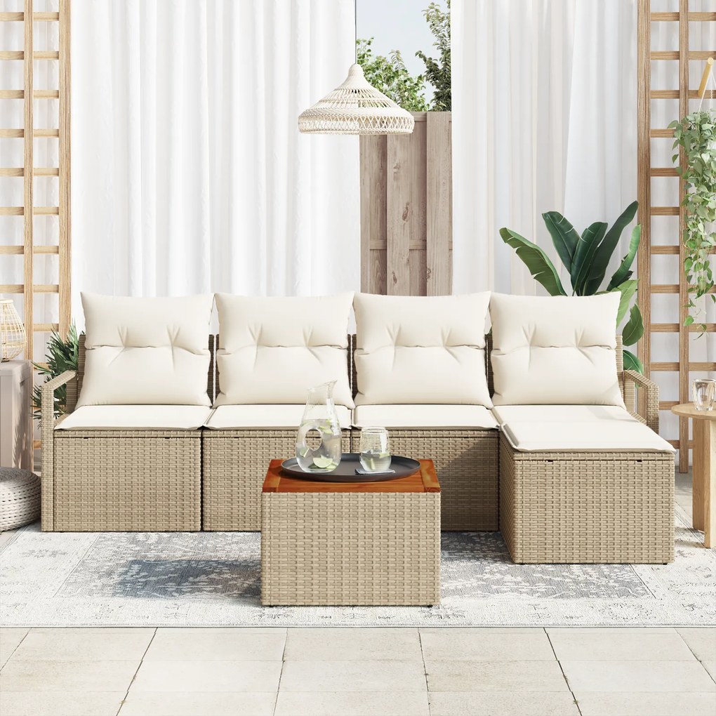 Conjunto de Sofás para Jardim vidaXL de 6 Peças com Almofadas em Bege