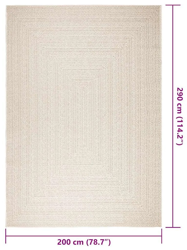 Tapete ZIZUR creme 200x290cm aspeto de juta interior e exterior